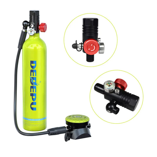 DEDEPU Whole Set Scuba Diving Mini scuba tank with High-Pressure Manual Pump Dive Kit