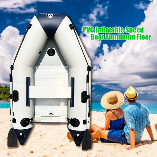 Portable Solar Marine 3 Person 230cm 7.5 ft Aluminum Floor Inflatable River Kayaks Fishing Boats Dinghy for Family Entertainment