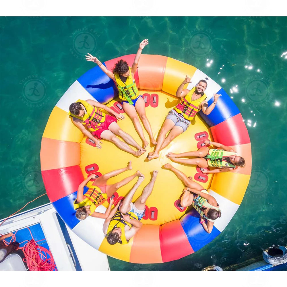 6 Person 10FT Sea Water Toys Flying Crazy UFO Inflatable Towable Spinning UFO Disco Boat for Outdoor Water Fun