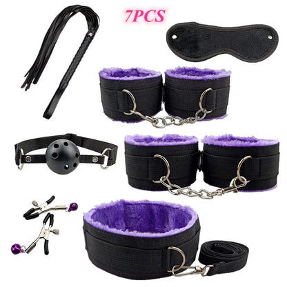 Adult Products Exotic Accessories Sex Toys Handcuffs Nipple Clamps Whip Gag Bdsm Collar Bondage Set Adult Game Sex Toys for Men