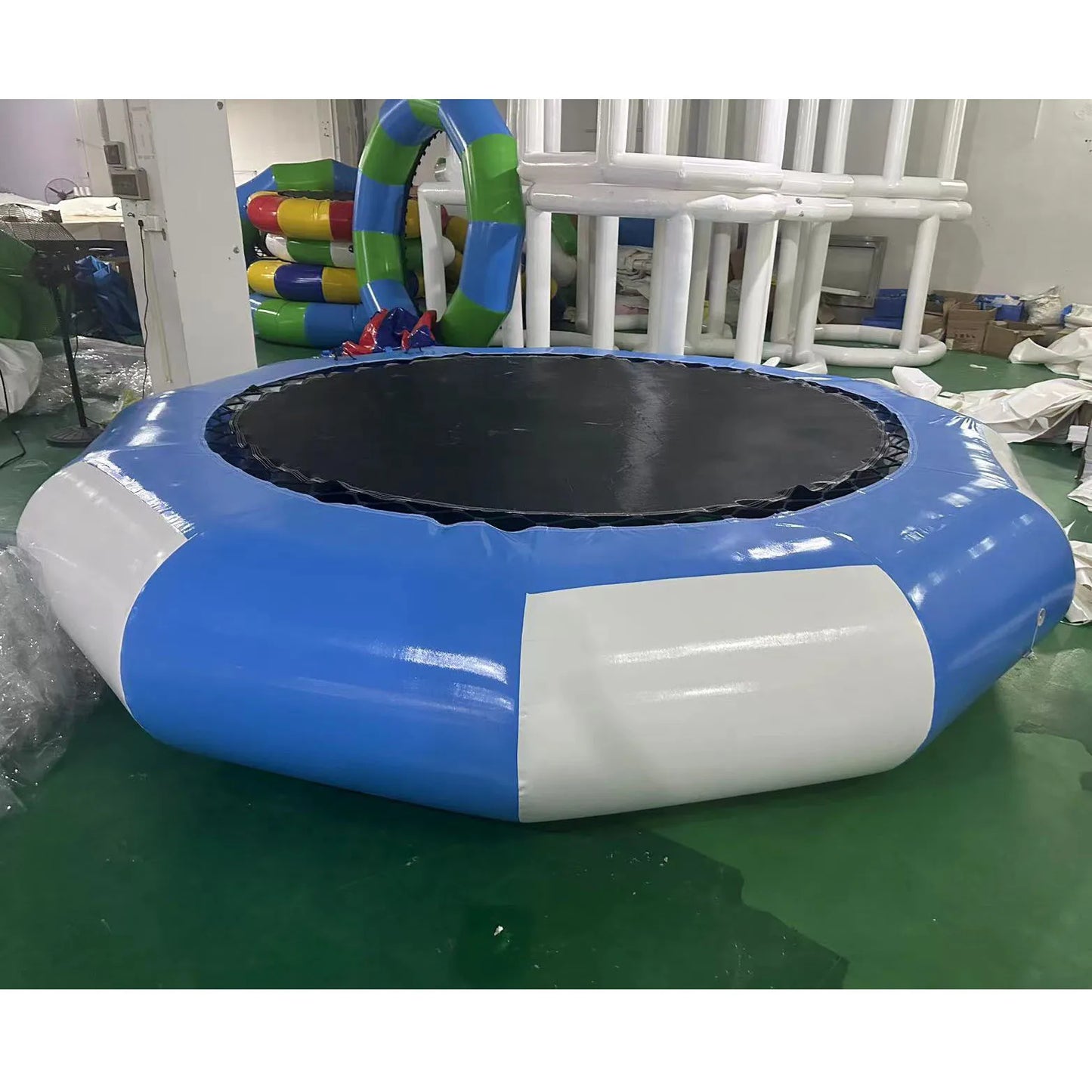 6.5ft 10ft 13ft Inflatable Water Trampoline for Children Adults Floating Trampoline with 4-Step Rope Inflatable Water Toys Game
