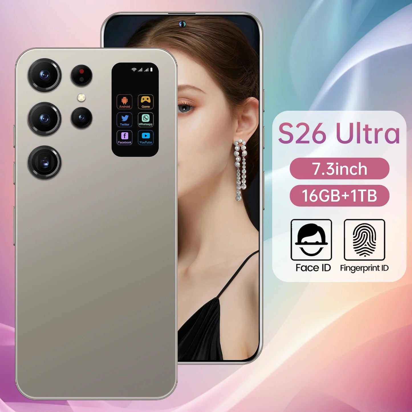 Hot Selling S26 ultra Original 7.3Inch 16GB+1TB Android 5G Smartphones Unlocked Cellular CDMA/LTE for Gaming