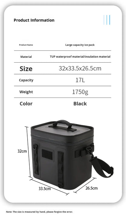 Cross-Border Portable TPU Insulated 17L Waterproof Backpack Camping Outdoor Picnic Ice Bag Fishing Fresh-Keeping Quick Cooling