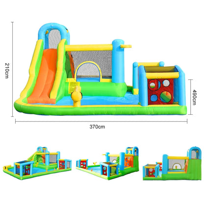 Custom Party Outdoor Games Hot Sale Football Frame Bounce House Inflatable Water Slide Jump Stretch Castles with Water Cannon