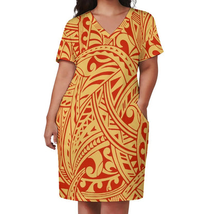 Plus Size Dress Skirts Polynesian Women Island Casual Party Dresses Samoan Design Tribal Dress Hot Sale Polyester Cotton Summer