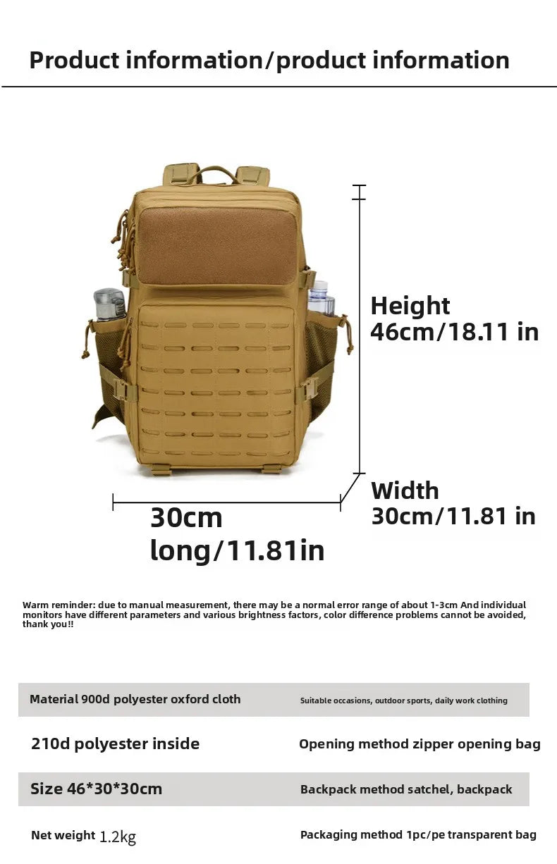 Unisex Multi-Functional Tactical Backpack Outdoor Fitness Sports Gear Zipper Closure Polyester Lining Fashion Cross-Border Stock