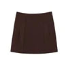 ZATRHMBM women's spring and summer 2025 new fashion mini skirt retro high waist solid color female skirt