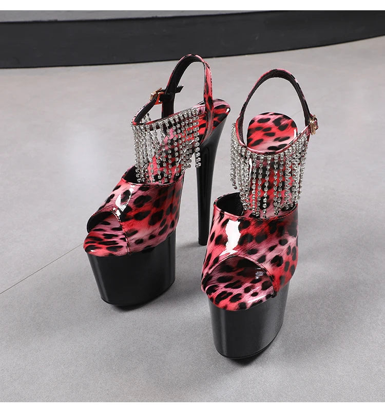 shoes for women 2026 Fashion Women Pumps Retro Thin Heels Sandals Leopard Spring Platform Dress Party Wedding Basic Shoes Woman