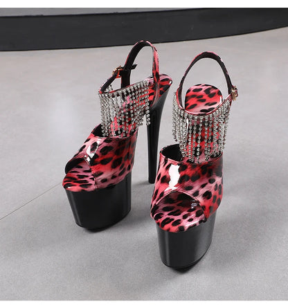 shoes for women 2026 Fashion Women Pumps Retro Thin Heels Sandals Leopard Spring Platform Dress Party Wedding Basic Shoes Woman