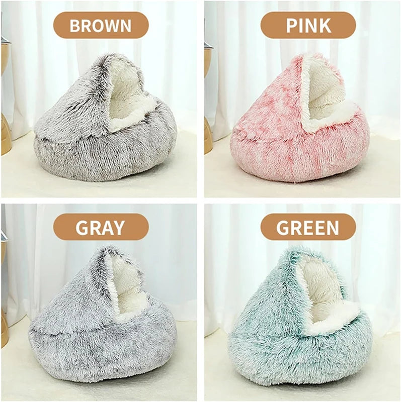 Long Plush Pet Bed Cat Bed Round Kitty Mat Sofa Soft Warm Pet Basket for Cats Nest Pet Cushion Cat Products
