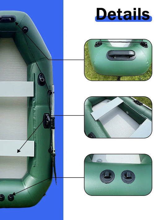 Savage Marine 8.5ft PVC Inflatable Boats 4 Person Fishing Kayak Rowing Rafts Dinghy with Motor Bracket Hole for Water Sports