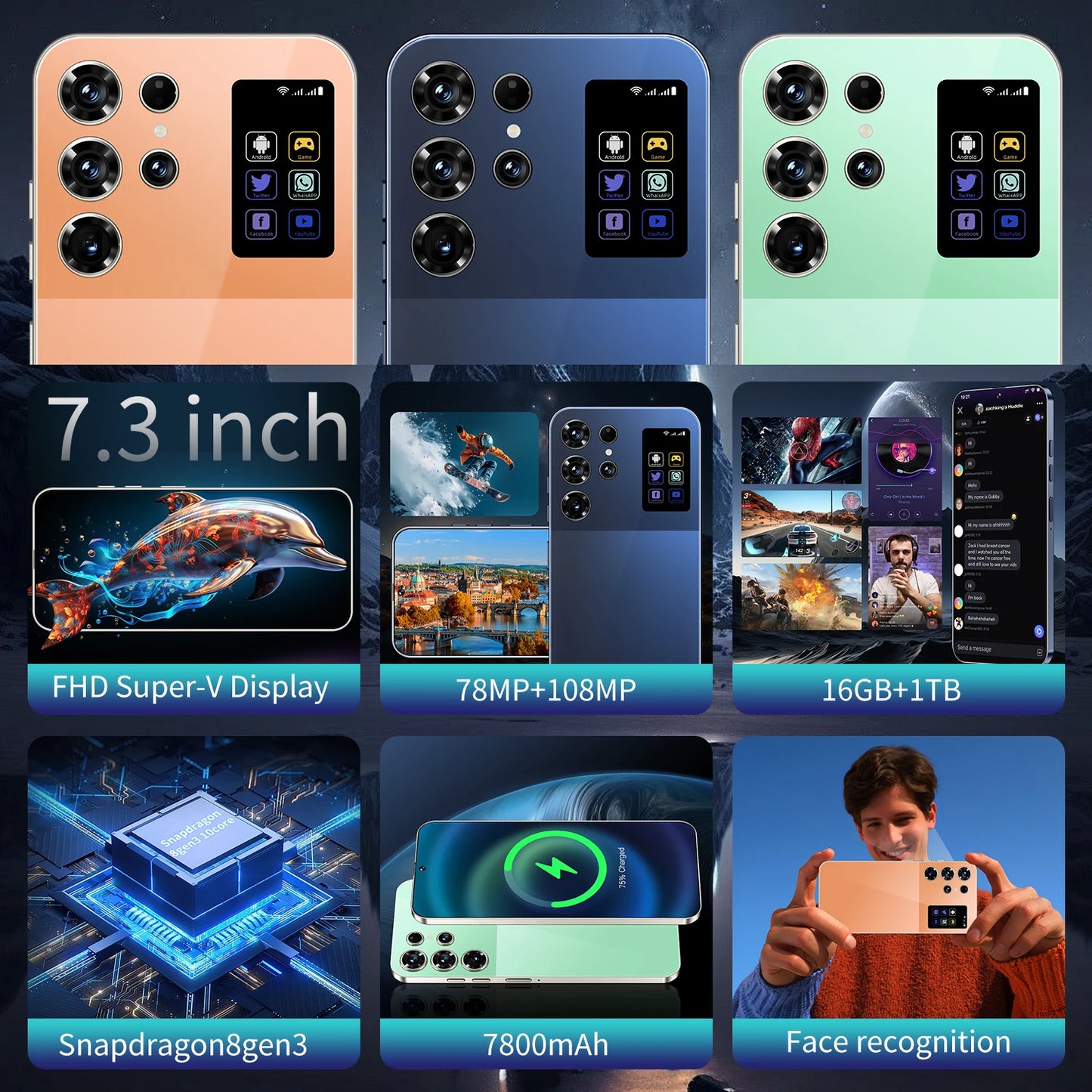 The Best Price Smartphones S25 Ultra Android Telephone 16G+1TB HD Dual SIM Big Screen Global Version Unlocked Phones