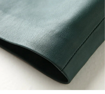 Women Lace-up Genuine Leather Skirt Female Winter Pure Sheep Skin Knee Length Saias With Belt Feminina Neat Stitches Wrap Jupe