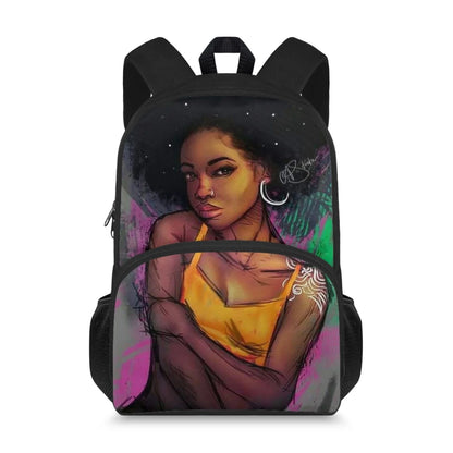 Cute Design Two Pocket African Black Arts Print Large Capacity Kids Backpacks Bag Unisex School Backpack for Children Boys Girls