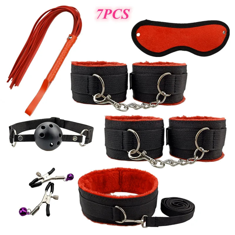 Adult Products Exotic Accessories Sex Toys Handcuffs Nipple Clamps Whip Gag Bdsm Collar Bondage Set Adult Game Sex Toys for Men