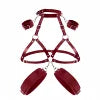 SM Sexy Lingerie Women's Sexy Leather Leakage Bra with Handcuffs Multiple Styles Bondage Restraint Training, Wearing Harness