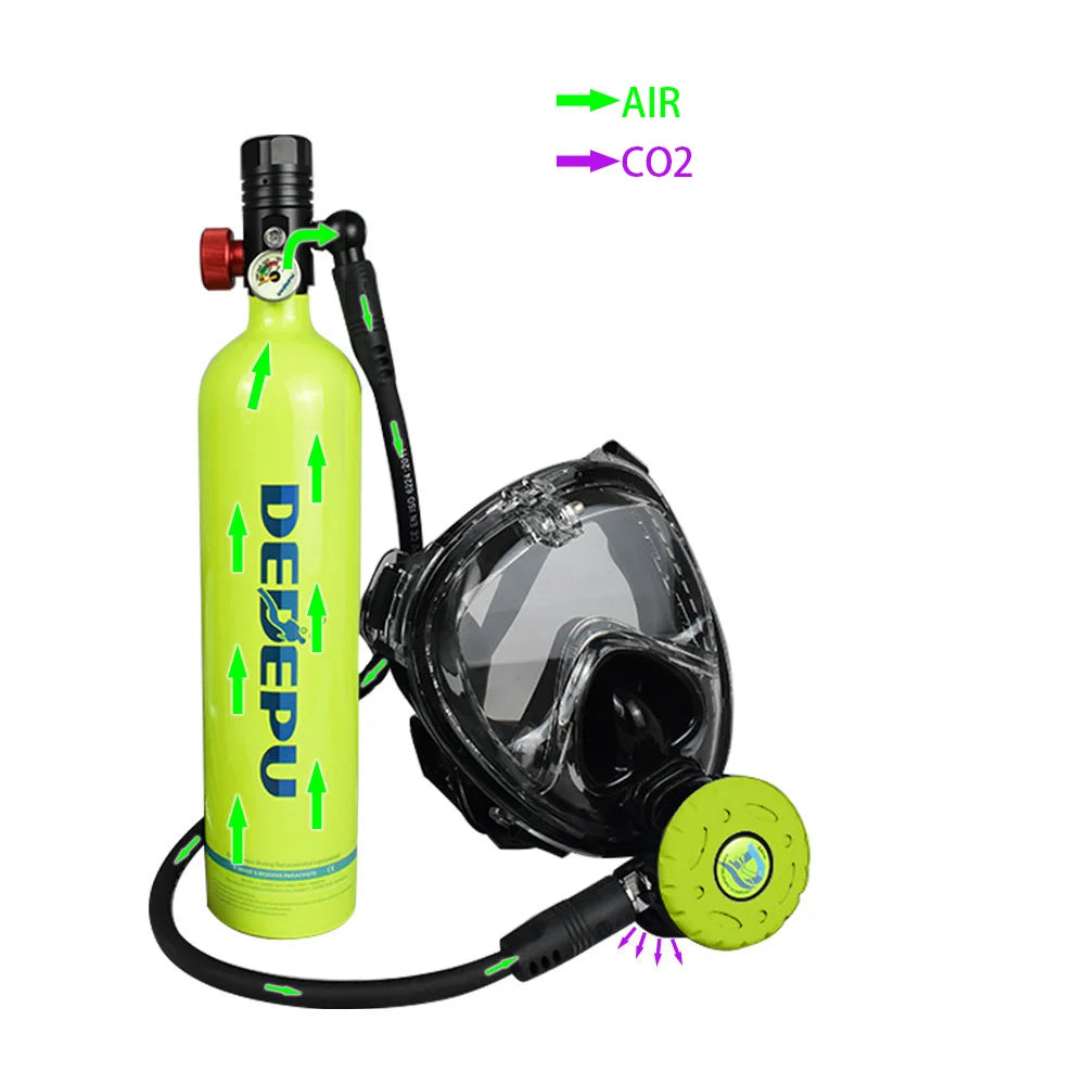 DEDEPU Whole Set Scuba Diving Mini scuba tank with High-Pressure Manual Pump Dive Kit