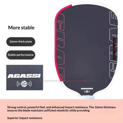 Agassi PRO 16mm Carbon Fiber Pickleball Racket Set 42cm Length Hot-Pressed Technology Factory Wholesale