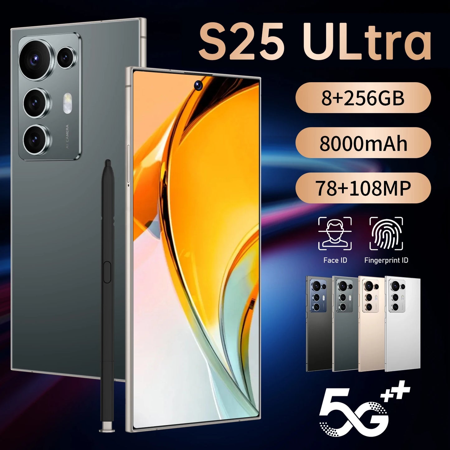 Original Condition S25 Ultra 5G Android Phone 7.3 Inch HD Screen MTK Processor Unlocked 5G Smartphone