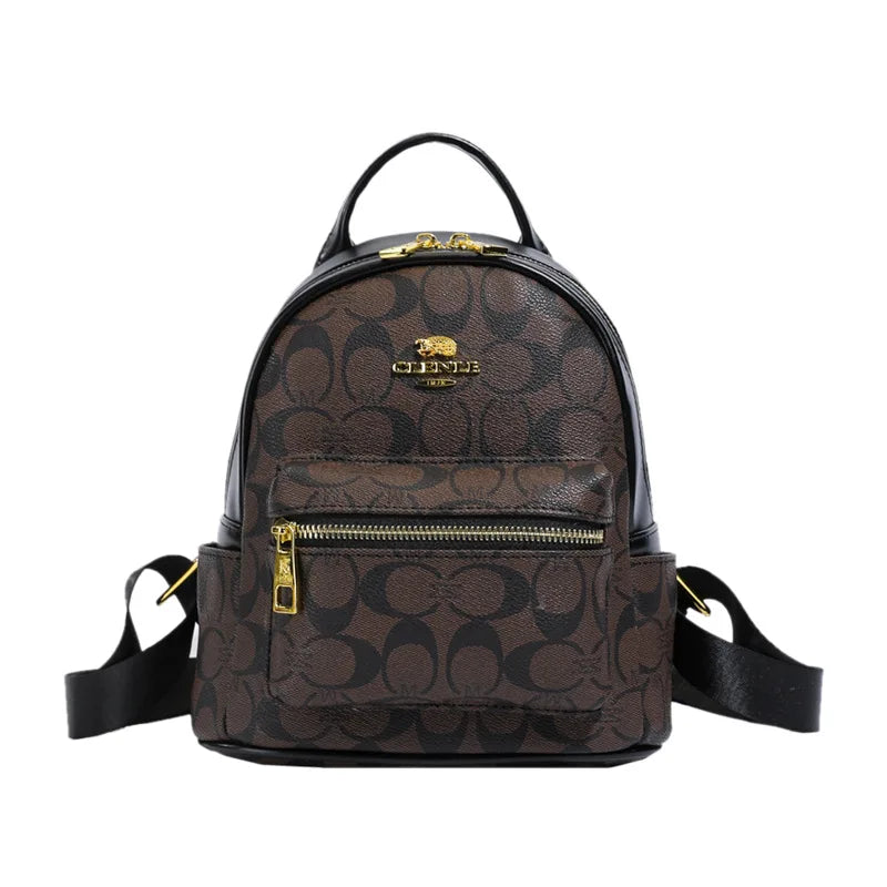 Women's Luxury Retro Casual PU Zipper Portable Polyester Lining High-end Fashion Travel College Style Backpack.661
