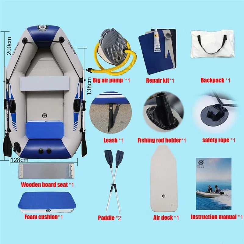100% Thermal Welded zero Glue Process Solar Marine 2 Person Air Mat Floor Inflatable Rowing Boat Portable for Fishing Play
