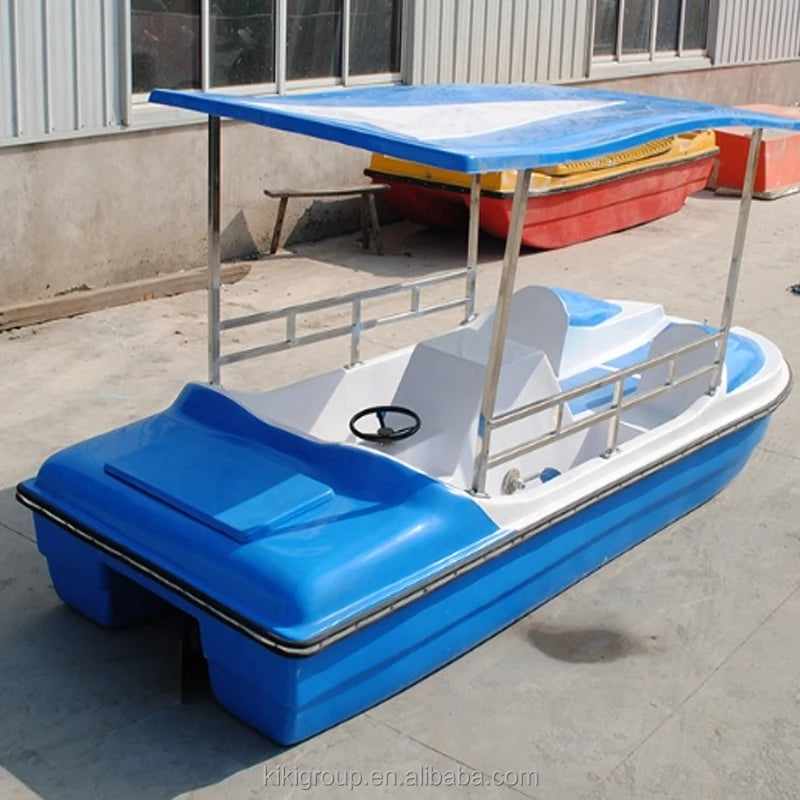 QIQU Commercial Grade Fiberglass 4 Person Leisure Watercraft 300kg Load Capacity for Guest Entertainment Resort Hotel Pedal Boat