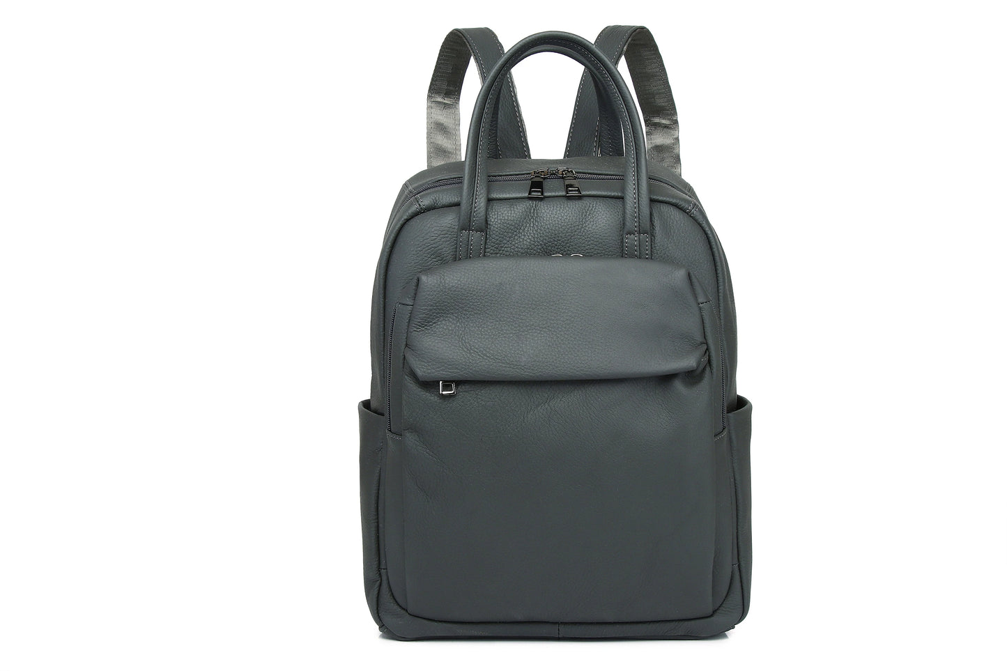 Large Capacity Genuine Leather Business & Travel Backpack with 13" Laptop Compartment England Style Unisex Design Zipper Closure