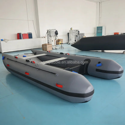 Truekit Quality 330/360/390/430cm Folding Inflatable Catamaran Boat 4 Persons High Speed Fishing Dinghy