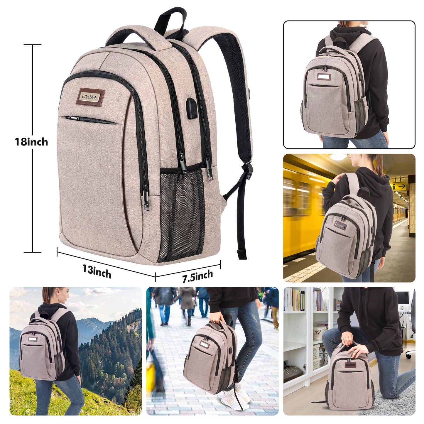 Unisex Waterproof  Backpack with Zipper Closure 36-55L Capacity