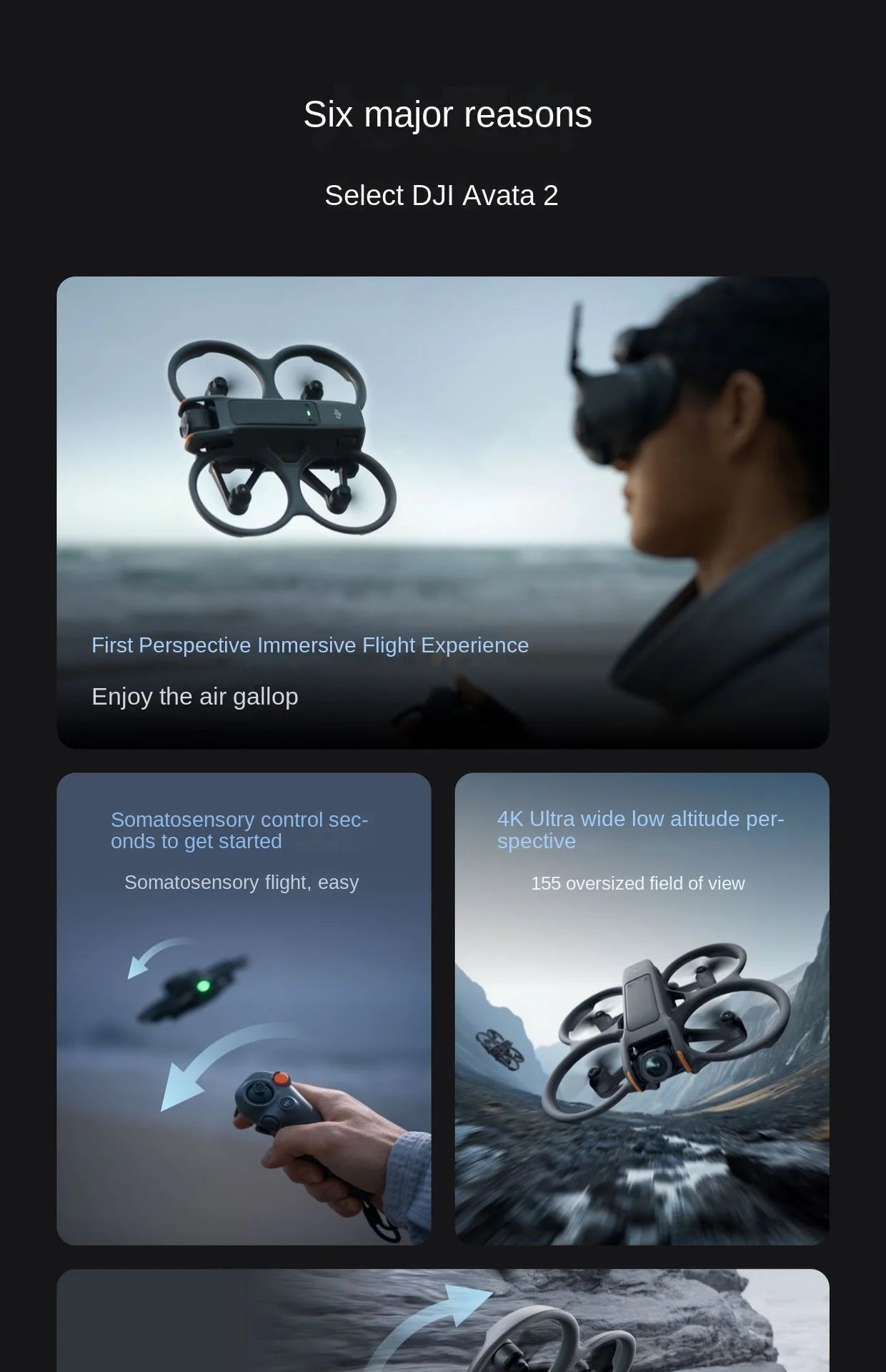 For Avata 2 First View Aerial UAV Flight Glasses Beginner Drones Plastic Remote Control Body Sense Control Immersive Flight