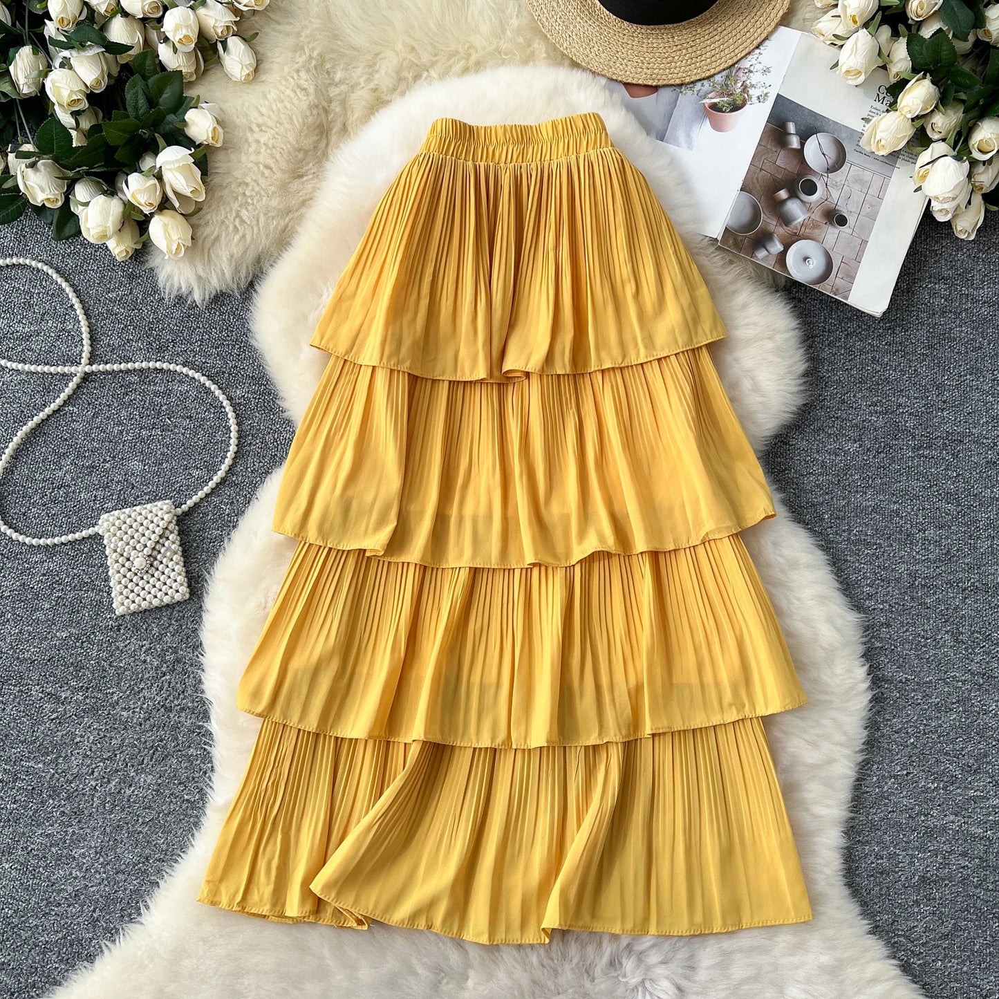 Autumn A-Line Skirt Women Casual High Waist Midi Skirts For Girls Sweet Skirt Clothes Women Wholesale
