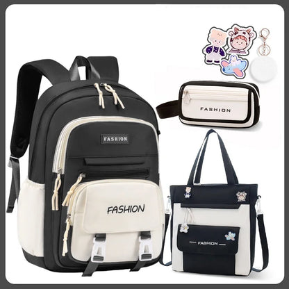 New Color Casual Three-piece Schoolbag Students Large Capacity Portable Easy Storage Quality Backpack