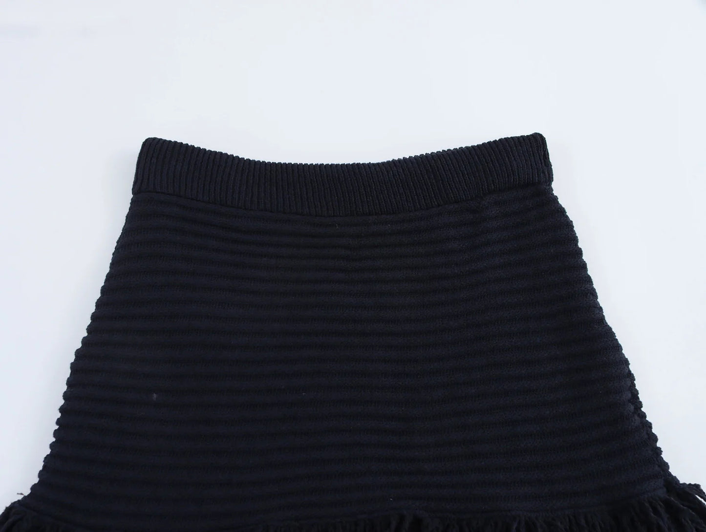 KAR&OT ZA 2025 Spring New Women's Temperament Versatile Tassel Knitted High Waist Skirt 4331004 4331005