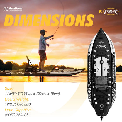 Spatium US Local Warehouse Drop Stitch 0.9 PVC Inflatable Fishing Kayak Durable Stable Portable for Lake River Sea Fishing Adult