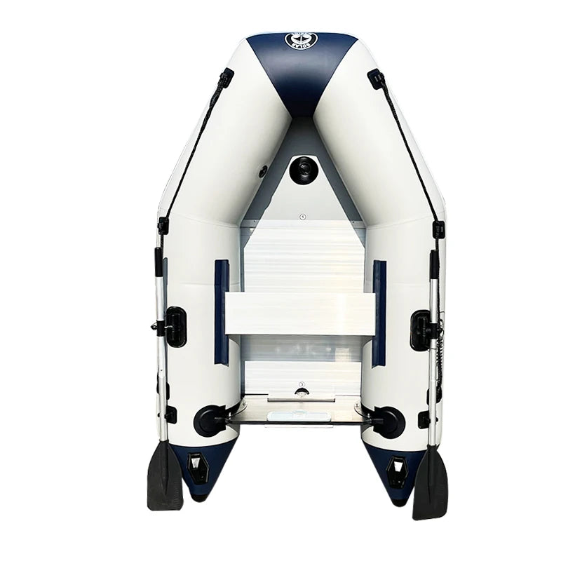 Portable Solar Marine 3 Person 230cm 7.5 ft Aluminum Floor Inflatable River Kayaks Fishing Boats Dinghy for Family Entertainment