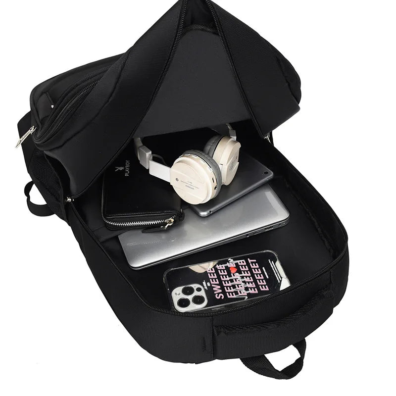 Large Capacity Men's Printed Logo Backpack Business Computer Travel Bag for College Students School for Business Trip Hiking