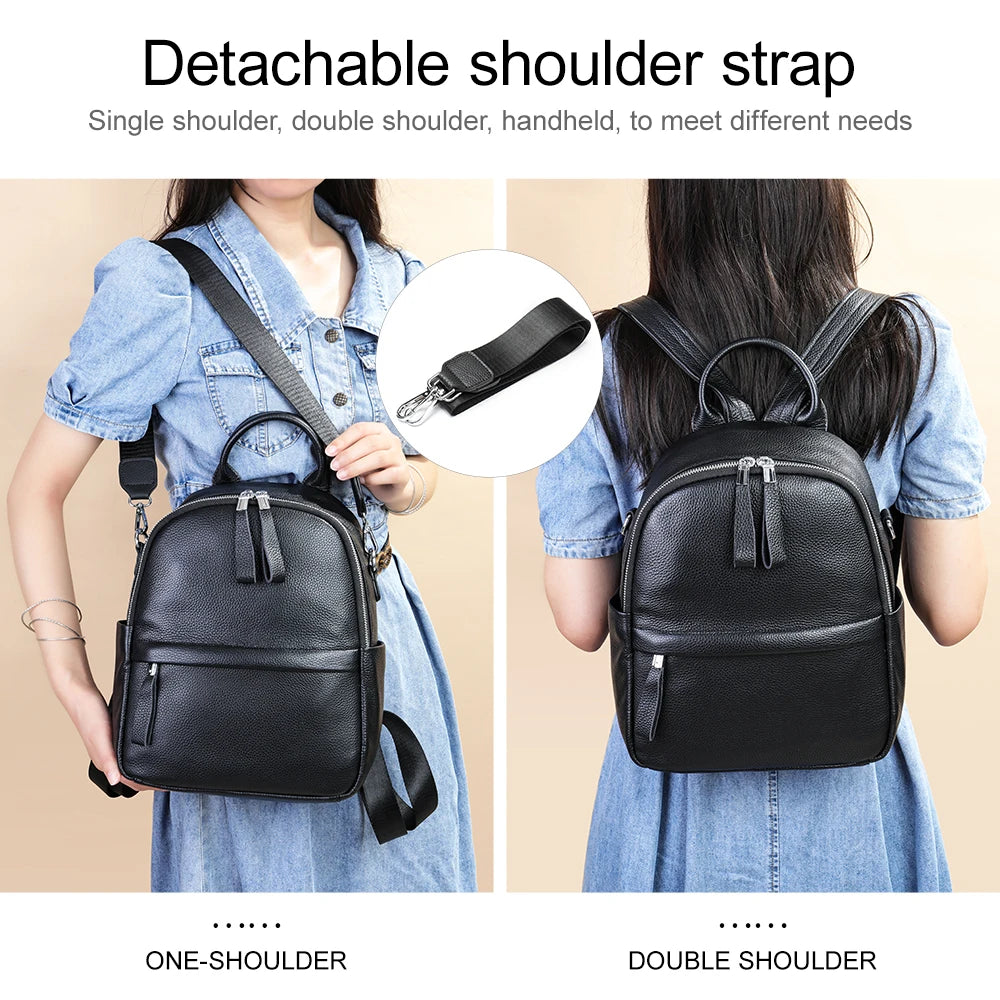Designer Ladies Lightweight Genuine Leather Convertible Shoulder Satchel Bag Luxury Travel  Work Backpack for Women