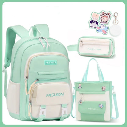New Color Casual Three-piece Schoolbag Students Large Capacity Portable Easy Storage Quality Backpack