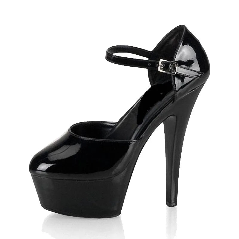 Spring and Autumn New Round Head Red Wedding 15cm Thin Heel Platform High Heels T-stage Model Show Fashion Shallow Mouth Single