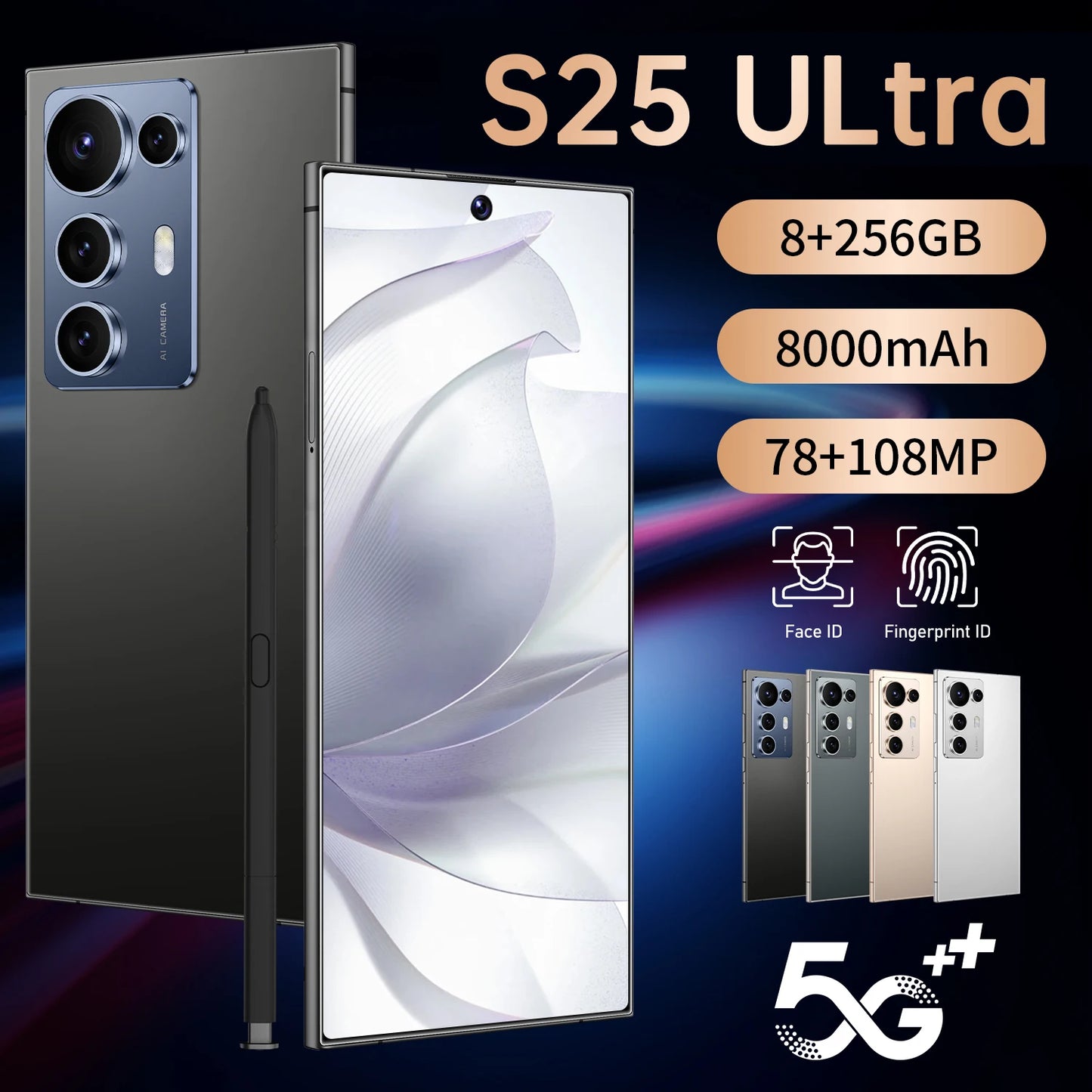 Original Condition S25 Ultra 5G Android Phone 7.3 Inch HD Screen MTK Processor Unlocked 5G Smartphone