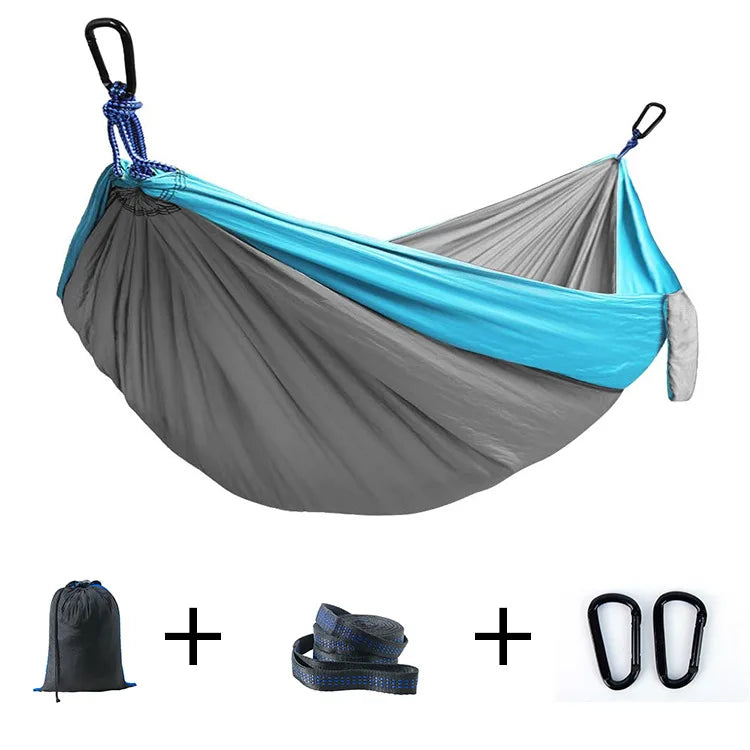 High Quality Nylon Camping Hiking Backpacking Travel Single & Double Parachute Camping Hammock 200kg Weight Capacity All Seasons