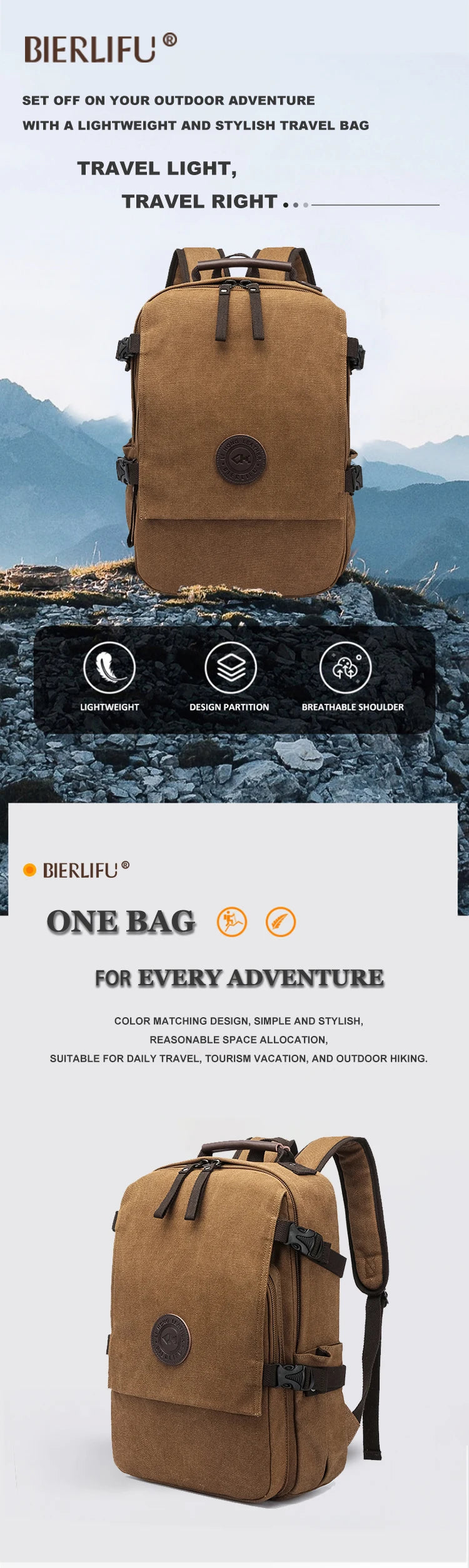 Durable Vintage Custom logo Canvas Laptop Backpack Bag Men Women Rucksack Bookbags School Backpack