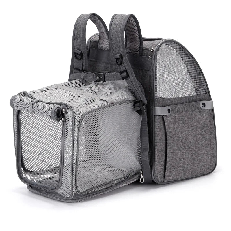 Cat Bag Pet Backpack Outdoor Portable Foldable Cat Backpack Breathable Travel Oxford Fabric Mesh Travel Collapsible Cat Products