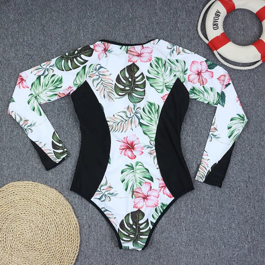 TW12002  Fashion Factory Wholesale Swimming Suit Zipper Stylish Color Long Sleeve Bathing Suit Assorted Swimwear Girl Swimsuit