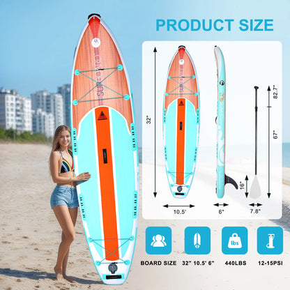 Innovative All Around Inflatable Paddle Board with EVA Deck Pad for Lakes Rivers Ocean and Yoga Recreation Activities