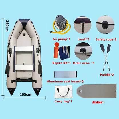 3.6 m MC360-3 6 Person Inflatable Luxury Yacht Rescue Assault Speed Fishing Boat 10.8 ft Air Deck Floor Thermal Welded Process