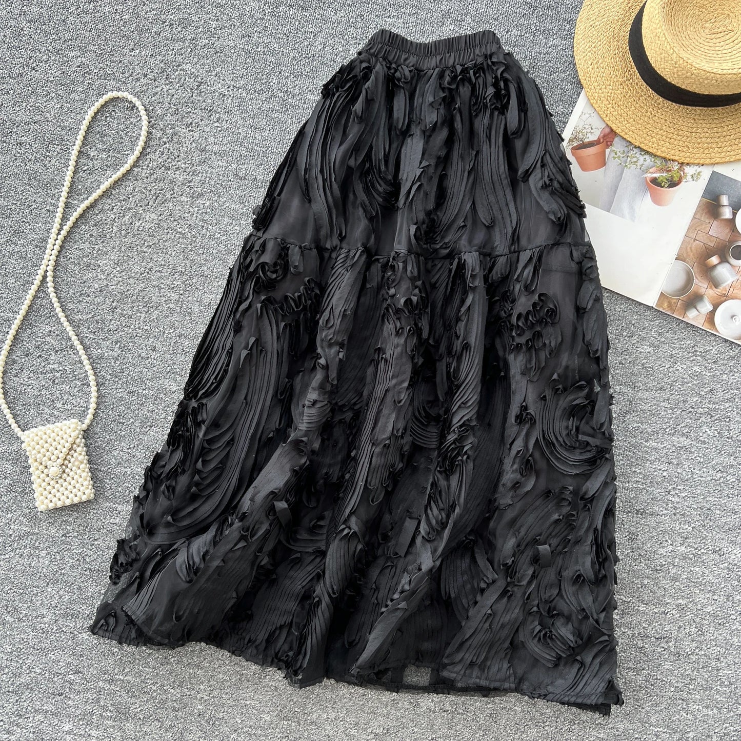Boutique Wholesale 2025 Spring New Fashion Retro High Waist Versatile Slimming A-line Elegant Women's Half Skirt