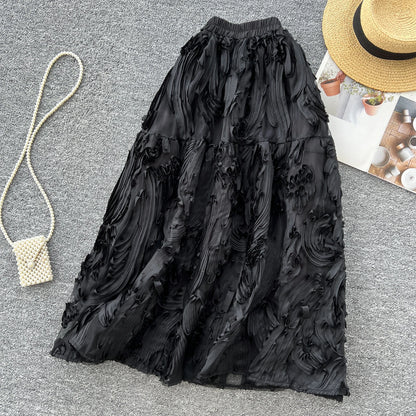 Boutique Wholesale 2025 Spring New Fashion Retro High Waist Versatile Slimming A-line Elegant Women's Half Skirt