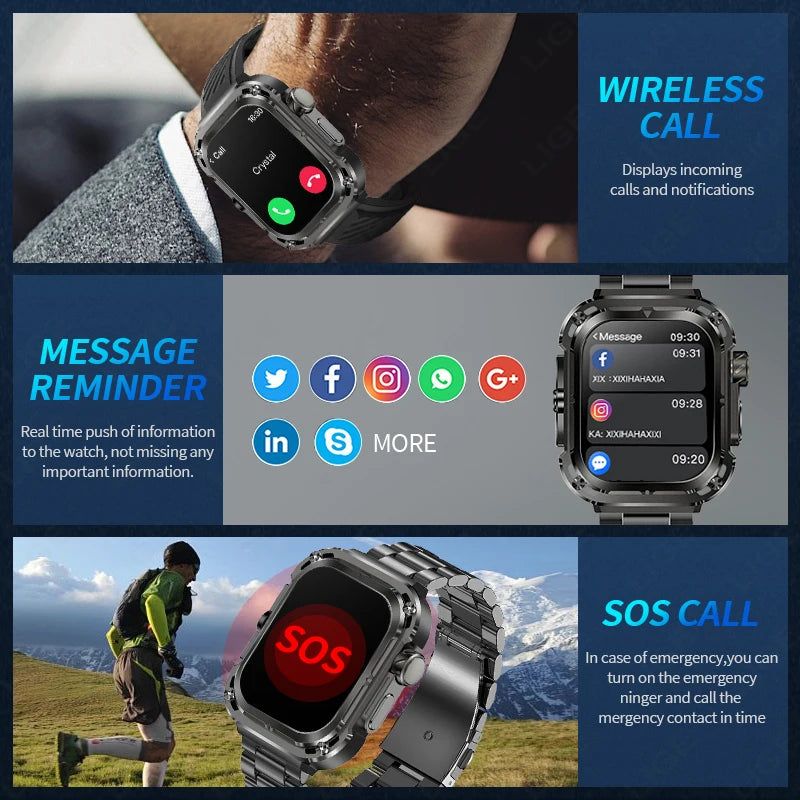 LIGE BWZ85Max 3 Straps GPS Track Smart Watch for Men NFC Gesture Control Fitness Tracker Voice Assistant Answer Call SmartWatch