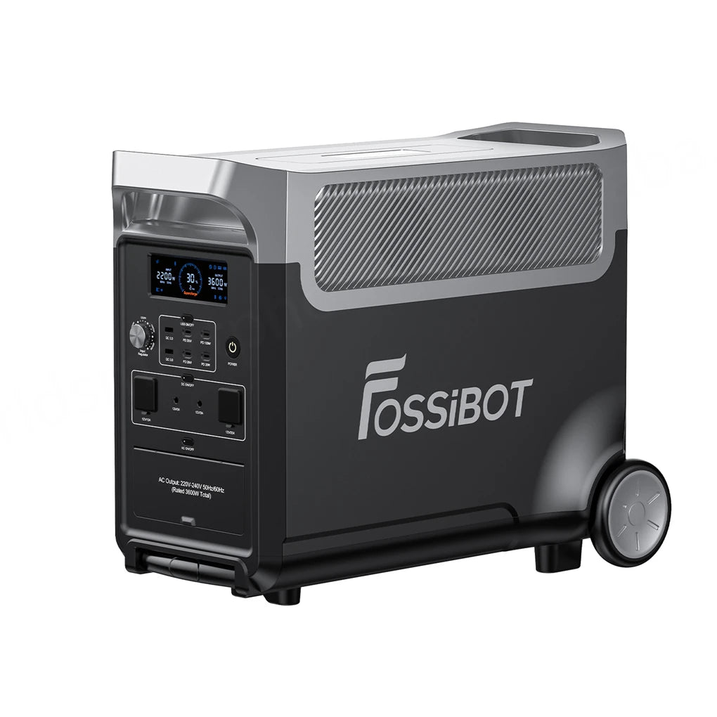 FOSSiBOT F3600 Pro Portable Power Station 3840Wh LiFePO4 Solar Generator 3600W AC Output 2000W Solar Charge With Rolling Wheels